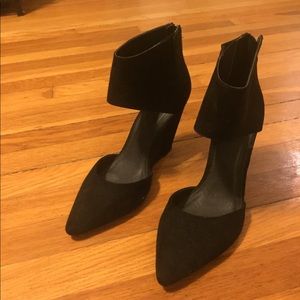 Black suede wedge heel. Size 10